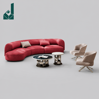 Ensemble de canapés de direction modulaires incurvés en tissu personnalisable multicolore de luxe italien haut de gamme avec éponge haute densité