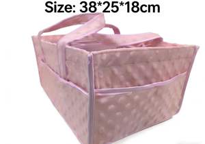 סל אחסון אופנתי לתינוקות מבד בועות קל משקל ואיכותי, לאחסון חפצי תינוקות חיוניים ותחנת החתלה. - Product Image 4