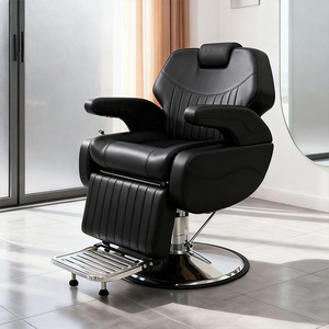 Reclining Barber <strong>Salon</strong> <strong>Chair</strong> with Modern Design Luxury PU Leather Eco-Friendly &amp; Durable Construction Applicable to Barber Shops - Product Image 1