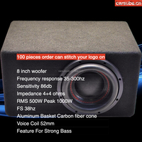 Caja Pasiva de Subwoofer Tipo Tubo de 8 Pulgadas para Camioneta, VAN, SUV, Auto, 500W RMS, Bajos Potentes, Pico de 1000W, Subwoofer con Puerto para Coche de 8"