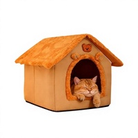 Nouvelle Niche de Luxe Moderne Toutes Saisons pour Chat et Chien, Semi-fermée, Chaude, Imprimée, Amovible, Lavable, avec Nid en Éponge, pour Intérieur Confortable