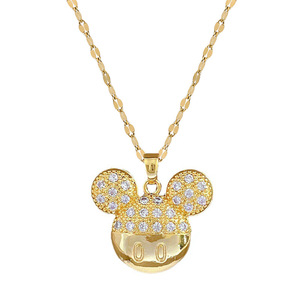 Collar de Cadena de Acero Inoxidable con Colgante de Mickey Mouse con Circonitas, Moderno y Lindo para Mujer - Product Image 6