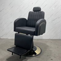 Équipement de barbier de haute qualité, chaise de barbier réglable à base ronde, chaise de salon de luxe inclinable et rotative