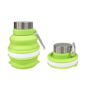 Silicone Foldable Water Bottle Green 1L Compact Portable For <b>Camping</b> <b>Hiking</b> Outdoor Use - Product Image 1