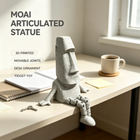 Statue MOAI Articulée Imprimée en 3D, Figurine MOAI de l'Île de Pâques, Décoration de Bureau, Jouet Amusant, Cadeau Original pour la Maison