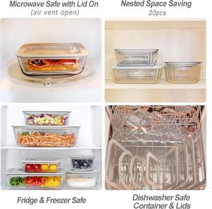 4-<b>Pack</b> Microwavable Glass Food Storage Containers with Lids for Kitchen Camping Use Dishwasher Safe Eco-Friendly Printed Design - Product Image 4