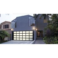Porte de garage sectionnelle en aluminium sur mesure, taille personnalisée, automatique, double vitrage trempé, vue complète, pour villa résidentielle