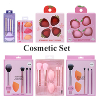 Set spons Blender bebas lateks segitiga lembut Kit kotak ajaib kecantikan bantalan sikat bedak Puff ajaib aplikasi rias wajah