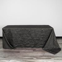 Nappe rectangulaire en taffetas froissé - Noir, nappes rectangulaires pour tables de 6 pieds, nappe froissée pour mariage