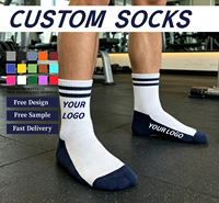 Chaussettes de sport en coton pour hommes, logo personnalisé de haute qualité, respirantes, anti-humidité, coussinées, pour l'entraînement et la course à pied