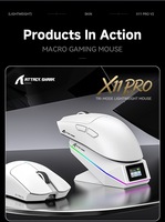 Souris de jeu sans fil rechargeable Attack Shark X11Pro V2 Tri-Mode légère pour l'e-sport, PAW3315, 2.4G BT filaire