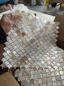 Mosaico de Mármol con Forma de Escama de Pescado, Decoración de Azulejos de Nácar para Proyectos de Paredes de Baños y Salas de Estar de Hoteles - Product Image 2