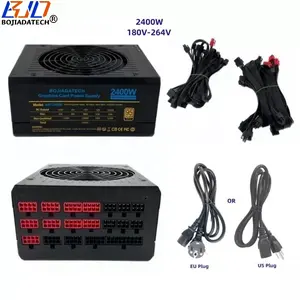 2400W Rated 180Vac-264Vac Full Modular Computer Switch Power Supply PSU 14CM Quiet Fan For 8 High-end Graphics Cards GPUs