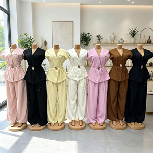 Ultimo Design Set Casual da <span class=keywords><strong>Donna</strong></span>, Giacca Senza Maniche con Scollo a V in Tinta Unita, <span class=keywords><strong>Abbigliamento</strong></span> Casual a Vita Alta - Product Image 1