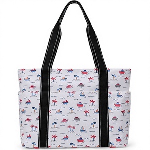 Borsa Tote da Donna con Scomparto per Laptop e Portabicchieri, Motivo Navi, in Nylon, 16x6.5x13 Pollici, per Lavoro, Viaggi, Palestra, Spiaggia, Insegnanti, Scuola, Mamme - Product Image 1