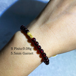 สร้อยข้อมือทำมือประดับด้วยจี้ทองคำแท้ 24k พร้อมลูกปัดพลอยประจำเดือนเกิด ดีไซน์เรียบหรูจากธรรมชาติ ขายส่ง - Product Image 4