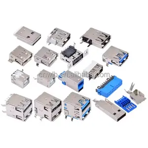 5 PIN Female Micro usb connector 1734753-1 Mini USB type B connector Stainless steel case Female Charging Port Connector