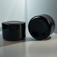 Pots à lotion ronds vides de 200 ml, noirs, à large ouverture, en plastique PP noir, pour crème et beurre, avec couvercle à vis.