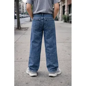 Jeans Dritti Acid Wash Adrenaline Boys a Vita Media con 5 Tasche, in Denim Traspirante Elasticizzato, Polsini Regolabili, Mezzo Cavallo - Product Image 3