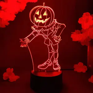 Pumpkin Man Hologram 7 Colors Changing LED Night Light 3D Halloween Christmas New Year Lamp