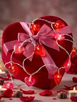 Guirlande lumineuse en forme de cœur 8,5 pieds IP65 LED, rideau lumineux pour la Saint-Valentin, décorations rose et rouge, contrôle tactile, étanche, prise moderne