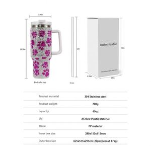 40oz Diamond-studded Car Water Cup with Thickened Stainless Steel Straw and Handle - Product Image 4
