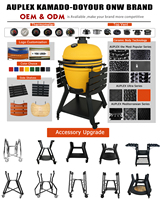 Barbecue Kamado en céramique AUPLEX 21 pouces, barbecue haut de gamme pour l'extérieur, barbecue Kamado en céramique certifié EN-1860, fumoir pour les États-Unis, barbecue OEM