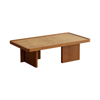 Table basse rectangulaire en teck massif, style minimaliste moderne, pour jardin, patio, terrasse, salon, avec finition naturelle durable