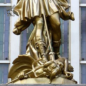 Statua di San Michele Arcangelo in Bronzo a Grandezza Naturale, Scultura Religiosa di Angelo che Elimina i Demonio per Esterni - Product Image 3