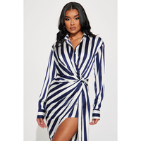 Nouveau produit Explosion simple boutonnage rayé imprimé mode robe irrégulière