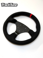 Volant de course à fond plat de 13 pouces entièrement recouvert de daim avec moyeu en fibre de carbone et base à dégagement rapide pour l'intérieur automobile