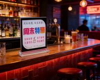 Doppelseitiger Tragbarer Tischaufsteller aus Holz mit Acryl für Menühalter und Werbedisplays im Restaurant, Marke MXG