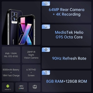 <span class=keywords><strong>Oukitel</strong></span> WP17 สมาร์ทโฟน 8GB 128GB Octa Core แบตเตอรี่ 8300mAh กล้อง 64MP หน้าจอ 6.78 นิ้ว FHD รองรับ NFC - Product Image 2