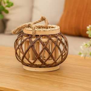 Handmade Woven <b>Bamboo</b> <b>Lantern</b> with Glass Insert and Rope Handle Bohemian Home Decor Vietnam Supplier Manufacturer - Product Image 6