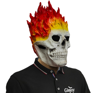Máscara de Látex de Calavera Flameante de <span class=keywords><strong>Ghost</strong></span> <span class=keywords><strong>Rider</strong></span> para Halloween, Disfraz de Cosplay para Fiesta de Disfraces, Accesorios de Juego de Rol, Personalizable - Product Image 4