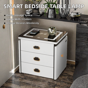 Comodino in Legno di Quercia Intelligente con Ricarica Wireless e <span class=keywords><strong>Lampada</strong></span> LED a Tre Colori, Design Contemporaneo per Appartamenti e Hotel - Product Image 2