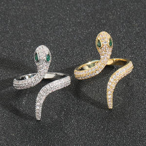 Nuevo anillo de serpiente de cobre de lujo ligero con incrustaciones de circonita, anillo abierto personalizado de mezclilla para hombre y mujer, estilo hip-hop - Product Image 2