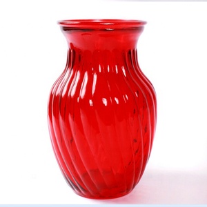 12x20.5cm Large <strong>Red</strong> Glass Flower <strong>Vase</strong> - Product Image 1