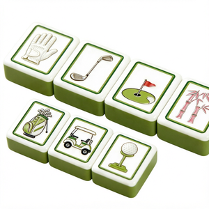 Jeu de Mahjong en Acrylique Vert avec Logo Personnalisé, Thème Golf, Style Américain, Jeu de Table pour 4 Joueurs - Product Image 1