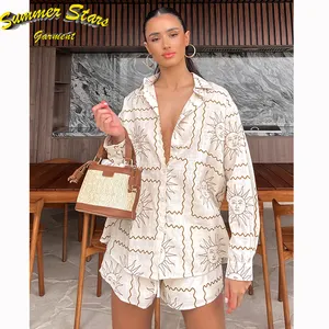2023 Summer New French Crepe Cotton Linen Short-sleeved Shirt Shorts Two-piece Casual Women's Set
