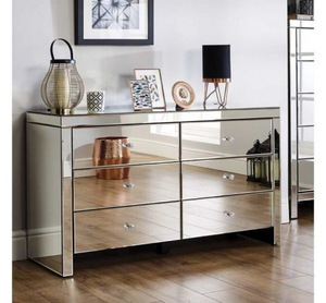 <span class=keywords><strong>Commode</strong></span> à <span class=keywords><strong>6</strong></span> <span class=keywords><strong>tiroirs</strong></span> en bois de pin miroir moderne de style parisien pour chambre à coucher, grande console de rangement - Product Image 5