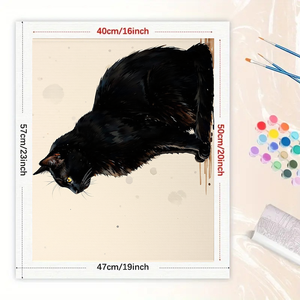Adultos DIY Majestic Black Cat Portrait 16x20 pulgadas sin marco Pet Art Gifts Black Cat Paint by Numbers Kit Canvas Support Base - Product Image 2