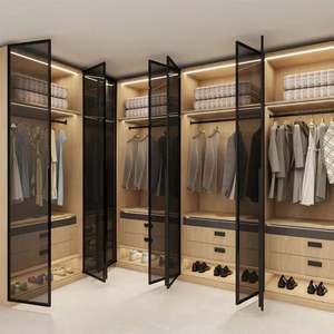 Custom Modern Luxury Glass-Door Wardrobe System with Built-in LED Lighting for Walk-in Closet & Bedroom - Product Image 4