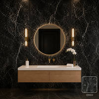 Panneau mural WPC en gros 900x2800mm 9mm, revêtement imperméable noir et blanc effet marbre pour hôtel et salon