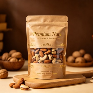 <b>Biodegradable</b> Custom Printed Kraft <b>Paper</b> PLA Lined Flat Bottom Stand up Pouch for Organic Nuts Food Packaging Bag with Window - Product Image 2