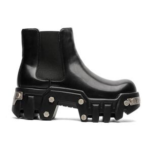 Bottes de sport montantes imperméables de luxe pour hommes, en cuir véritable, à semelle épaisse, style moto, chaussures en cuir véritable pour hommes - Product Image 5