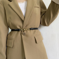 Ceinture fine réglable vintage en cuir PU avec boucle de cheval antique pour robe chemise femme