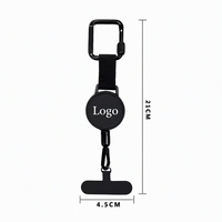 Porte-badge rétractable personnalisé avec logo, en métal, avec cordon en acier, mousquetons pour randonnée, porte-clés, pour étui de téléphone portable, promotionnel