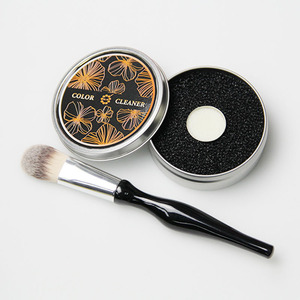 Interrupteur de couleur noir simple, éponge à Double couche pour enlever le maquillage avec boîte en étain, nettoyeur des brosses de maquillage - Product Image 1