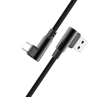 Kabel Data USB C Tipe-C Berkualitas Tinggi Double Elbow 3A Pengisian Cepat Kabel Data 90 Derajat